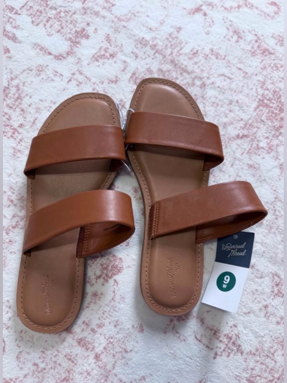 Universal Thread Brown Double-Strap Slide Sandals